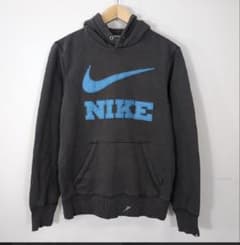 NIKE 00' vintage プルオーバーパーカー デカロゴ刺繍 グレー Sのサムネイル