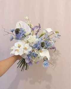 結婚式 アーティフィシャルフラワー ブーケ ブートニア イヤーカフセット ブルー 結婚式 アーティフィシャルフラワー ブーケ ブートニア イヤーカフ