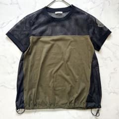 モンクレール 近年 メッシュ 切替 Tシャツ ビッグロゴワッペン 半袖