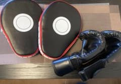 ボクシングの練習用のグローブとミットのサムネイル