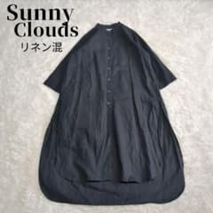 美品✨Sunny Clouds リネン混 バンドカラーワンピース
