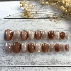 ネイルチップ ブラウン系 マグネット ミラーフレンチ10枚セット - メルカリ