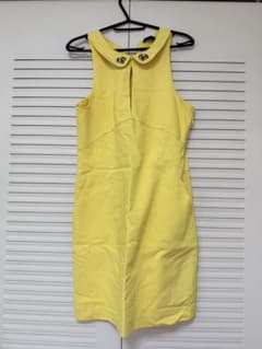 ZARA BASIC ビジュー付き ノースリーブワンピース イエロー Sのサムネイル