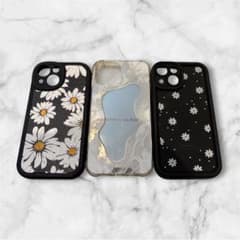 iPhone 13mini用ケース 3点セット デイジー柄 ミラー付きのサムネイル