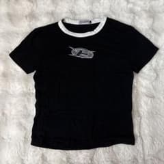 Ecoday ラインストーンロゴ リンガーTシャツ ブラック XSのサムネイル