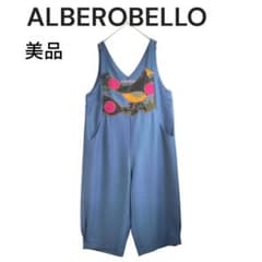 美品　アルベロベロ　オールインワン　サロペット　ぶたさん　アップリケ　ビーズ 美品 アルベロベロ オールインワン サロペット ぶたさん アップリケ