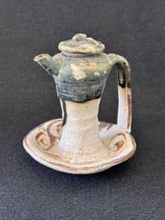 A39 織部焼 灯火器 ひょうそく 秉燭 江戸後期～明治期 高さ約24.5cm
