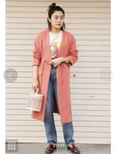 ROSEBUDローズバッドドロストコート　ノーカラーコート　オレンジのサムネイル