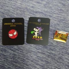 USJ Pin Badge 3-Piece Set: Spiderman & Snoopy