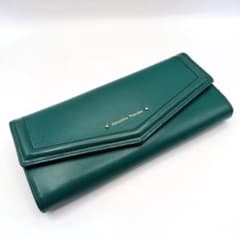 サマンサタバサ スマートレザー長財布 グリーン×ゴールド 牛革