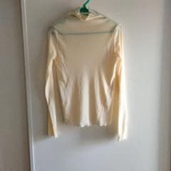 新品　クリーム色 タートルネック 透け感ありの長袖トップスのサムネイル