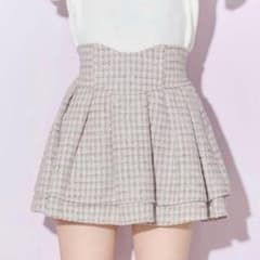 美脚スカート ツイード くすみピンク