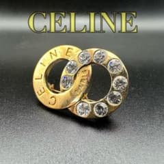 極美品✨ CELINE セリーヌ ブローチ カラインストーン ゴールド 2020