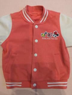 ミニーマウス刺繍 コーラルピンク アウター 80cm