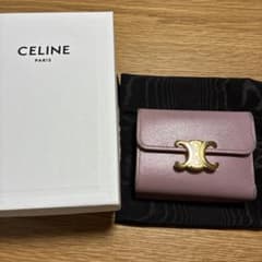 CELINE ピンク紫　折り財布　コイン入れ付きコンパクトウォレット トリオンフのサムネイル