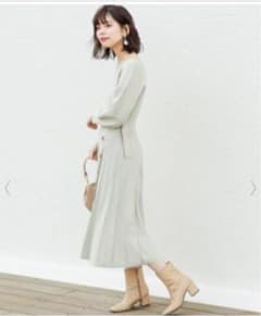 【ナチュラルクチュール 定価6,490円】web限定 ミント ニットワンピピースのサムネイル