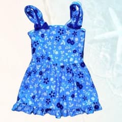キッズ ワンピース水着 花柄 ブルー 120cmのサムネイル