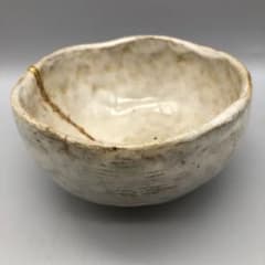 骨董　アンティーク　平清水焼　茶碗　抹茶碗　碗　金継ぎ　金継直しあり　箱なし 京都 清水焼】抹茶碗 桃