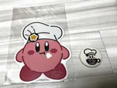 커비 카페 요리사 스티커 약 10cm와 캔 배지 세트