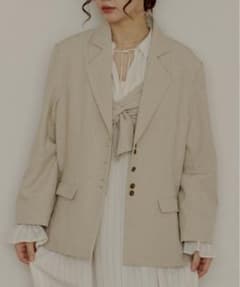 【新品 未使用】OLUN linen blend jacket アイボリー Mのサムネイル