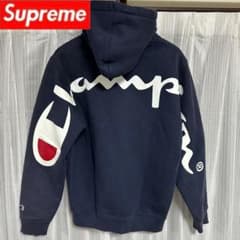 M/Supreme Champion Hooded/ネイビー/コラボパーカー - メルカリ