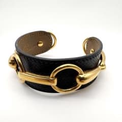 希少✨ vintage HERMES レザーカフ ホースビット バングル ブレス 