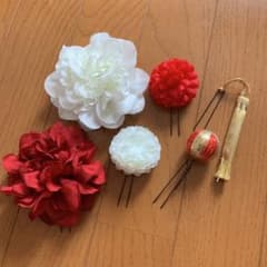 美品  結婚式  前撮り  成人式  髪飾り  お花  タッセル 6点セットのサムネイル