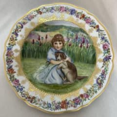 ノリタケ コティホワイト　絵皿　23cm 少女　犬　花畑　飾り皿　金彩 ノリタケ コティホワイト 絵皿 23cm 少女 犬 花畑 飾り皿 金彩 - メルカリ