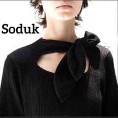 soduk スドーク リボン ボウタイ ニットblack セーター ブラック