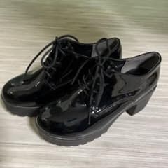 ブラック 厚底ヒールシューズ Lサイズのサムネイル