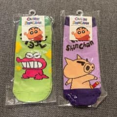 크레용 신 양말 양말 2 다리 세트 19-24cm 양말 쿵했다