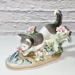 リヤドロ LLADRO にらめっこ にらみあい 猫とカエル 陶器 置物 廃盤 美品】リヤドロ LLADRO 1442 猫とカエル 置物 インテリア 廃盤 - メルカリ