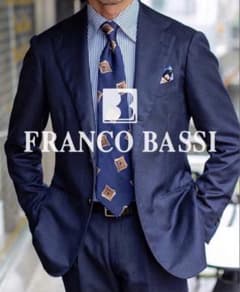 新品】FRANCO BASSI／ダイヤ柄／ジャガードタイ／ネイビー／オレンジ