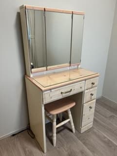 半額以下‼️ドレッサー 三面鏡 北欧 ピンク ナチュラル テーブル