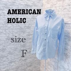 【u7】 AMERICAN HOLIC Light Blue Long-Sleeve Shirt【F】 (Slightly Damaged)