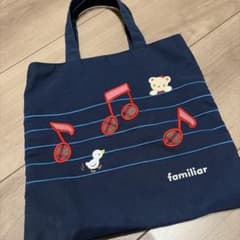 【希少・新品】ファミリア トートバッグ 音符刺繍 familiar ファミリア 音符刺繍 ネイビー ミニ トートバッグ - メルカリ