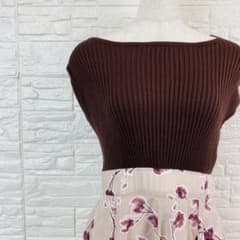 RANDA ニット切替花柄ロングワンピース 0のサムネイル