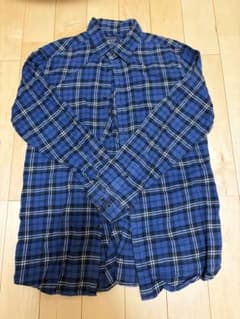 UNIQLO ユニクロ チェック柄 長袖シャツ ブルー Lサイズのサムネイル