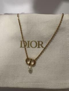 Dior ゴールドメッキ パール付きネックレス Dior ゴールドメッキ パール ネックレス