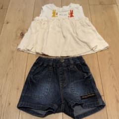 Petit jam うさぎ トップス デニムショートパンツ セットのサムネイル