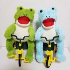 チャリカエル ギミックぬいぐるみ 緑 水色 全2種 タイトー限定 蛙