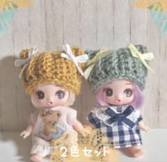 2色セット】 ぷちリカちゃん 猫耳ニット帽(リボン付) ⑤ - メルカリ