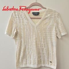 ここ✰美品サルヴァトーレフェラガモ カシミヤ　半袖ニット　23ss 極美品☆Salvatore Ferragamo フェラガモ Vネック半袖ニット - メルカリ
