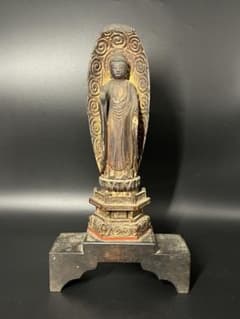 江戸時代後期 木彫 阿弥陀如来立像 仏像 舟形光背 古仏 仏教美術◎ 古美術庵々 江戸時代後期 木彫 阿弥陀如来立像 仏像 舟形光背 古仏 仏教美術◎ 古
