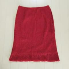 OKINAWAloveShop☆様専用  レースニットスカート 赤のサムネイル