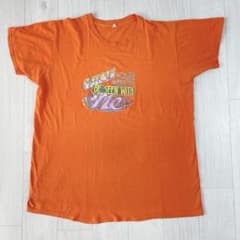 90s　USA製　シングルステッチ　Tシャツ　プリント　XL相当　オレンジ