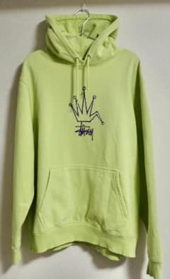 美品】Stussy ステューシー クラウンロゴ パーカー ライムグリーン L 