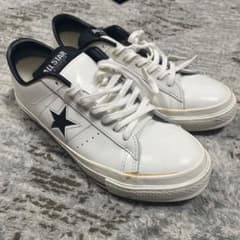 希少品　コンバースONE STAR J レザー(極美品)　白/黒　日本製のサムネイル