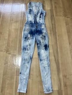限定値下げ　pit bull jeansデニムオールインワンノースリーブダメージのサムネイル