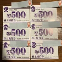 株式会社大庄 株主優待券 ¥500 6枚 有効期限2024年11月30日のサムネイル